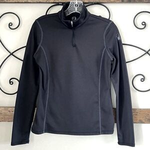 Spyder Active Core Quarter Zip Black Long Sleeve Athleisure Layering Jacket Top